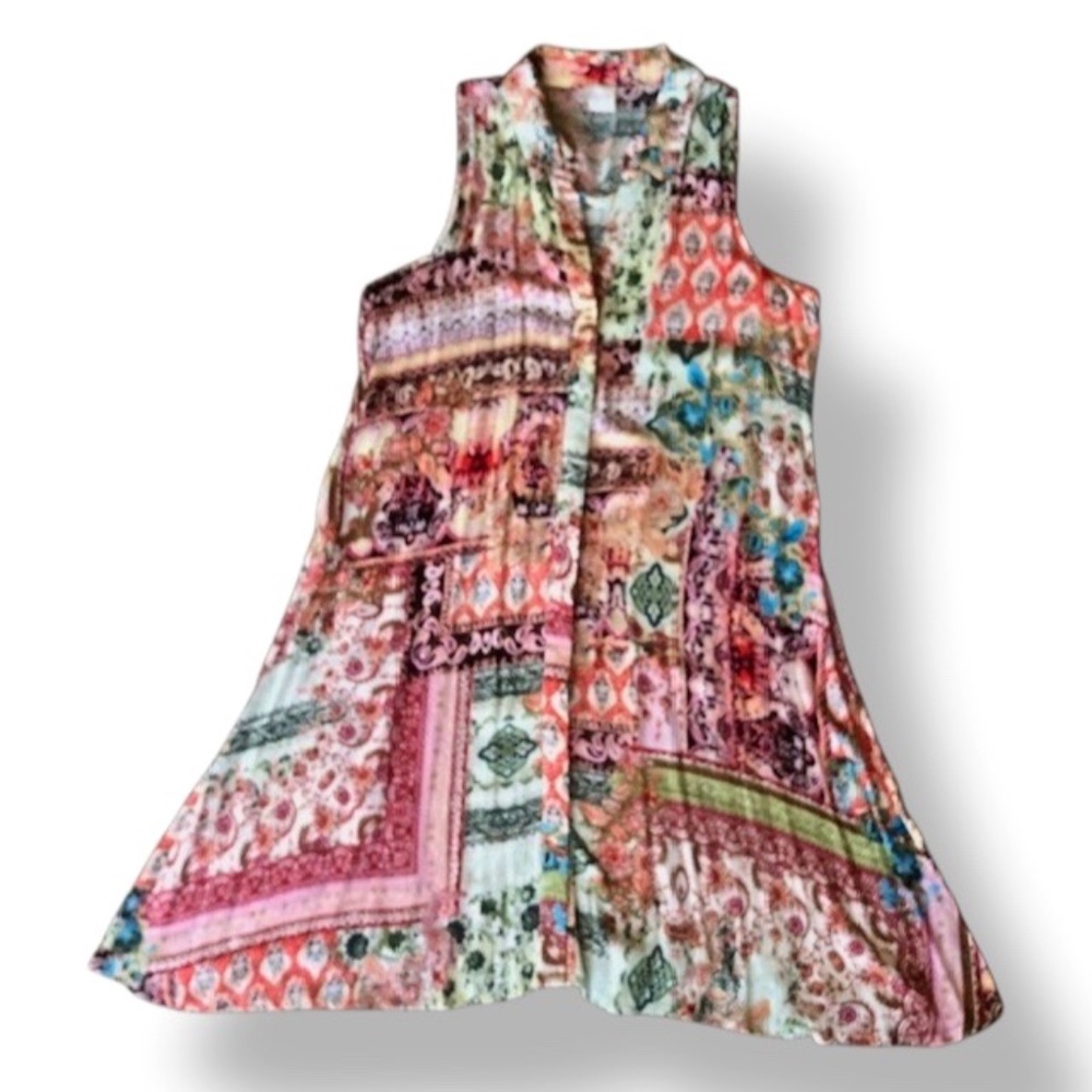 Cupio Multicolor Sleeveless Button Down Woven Midi Dress Size M